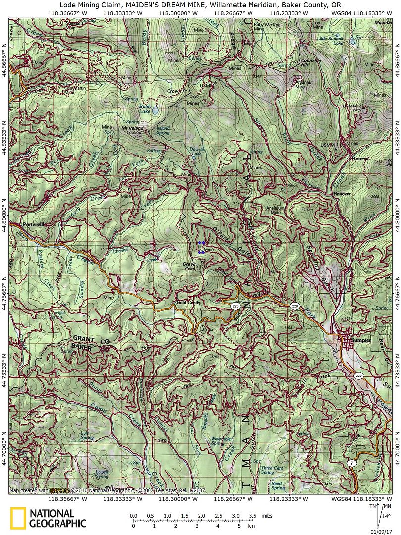 Blue Bucket Mine Oregon Map United States Map