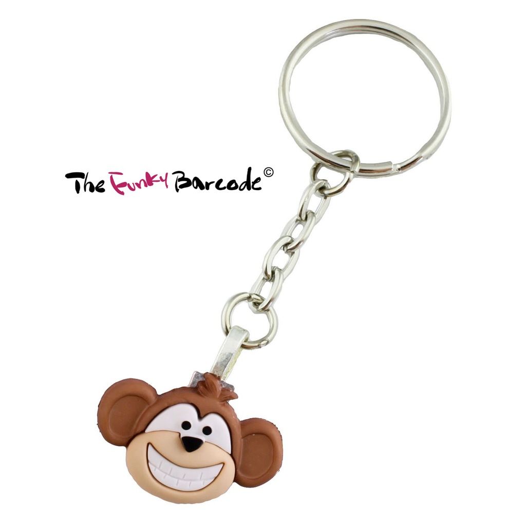 FUNKY CARTOON MONKEY FACE KEYRING CHARM KEYS RETRO COOL FUN GIFT