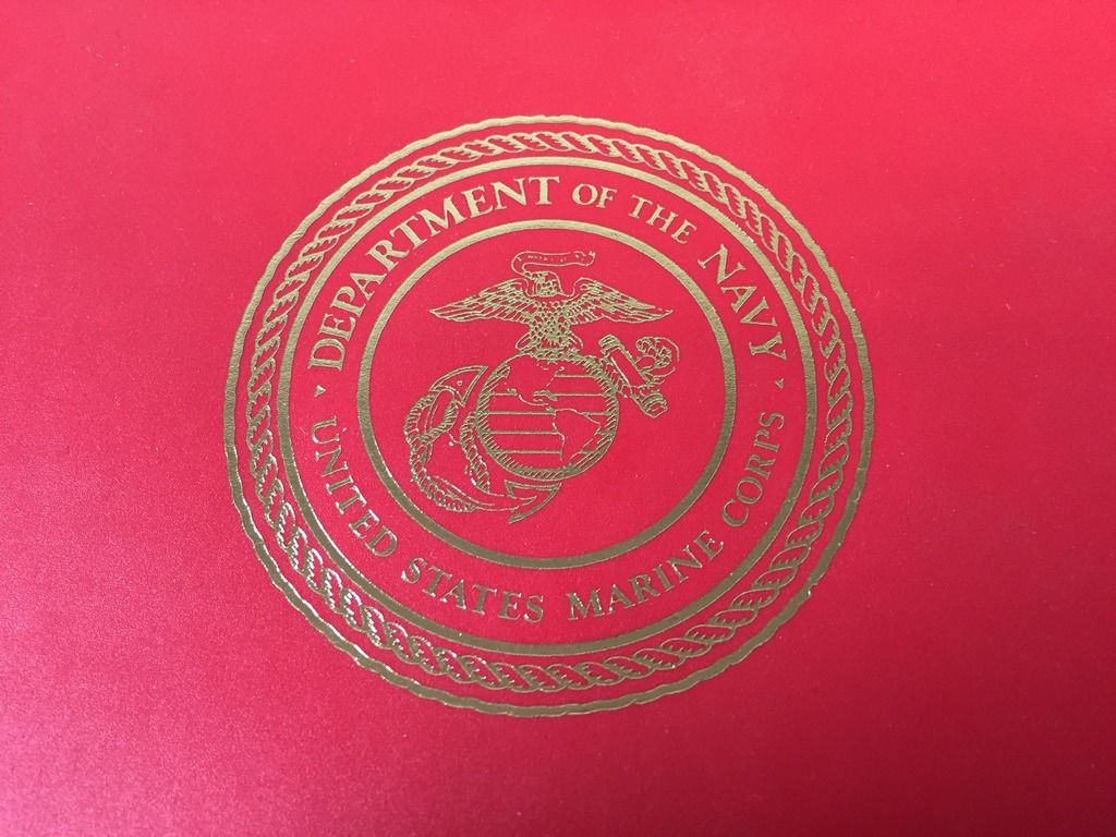 USMC Awards Folder Red US Marine Corps Medal Bifold Emblem Certificate
