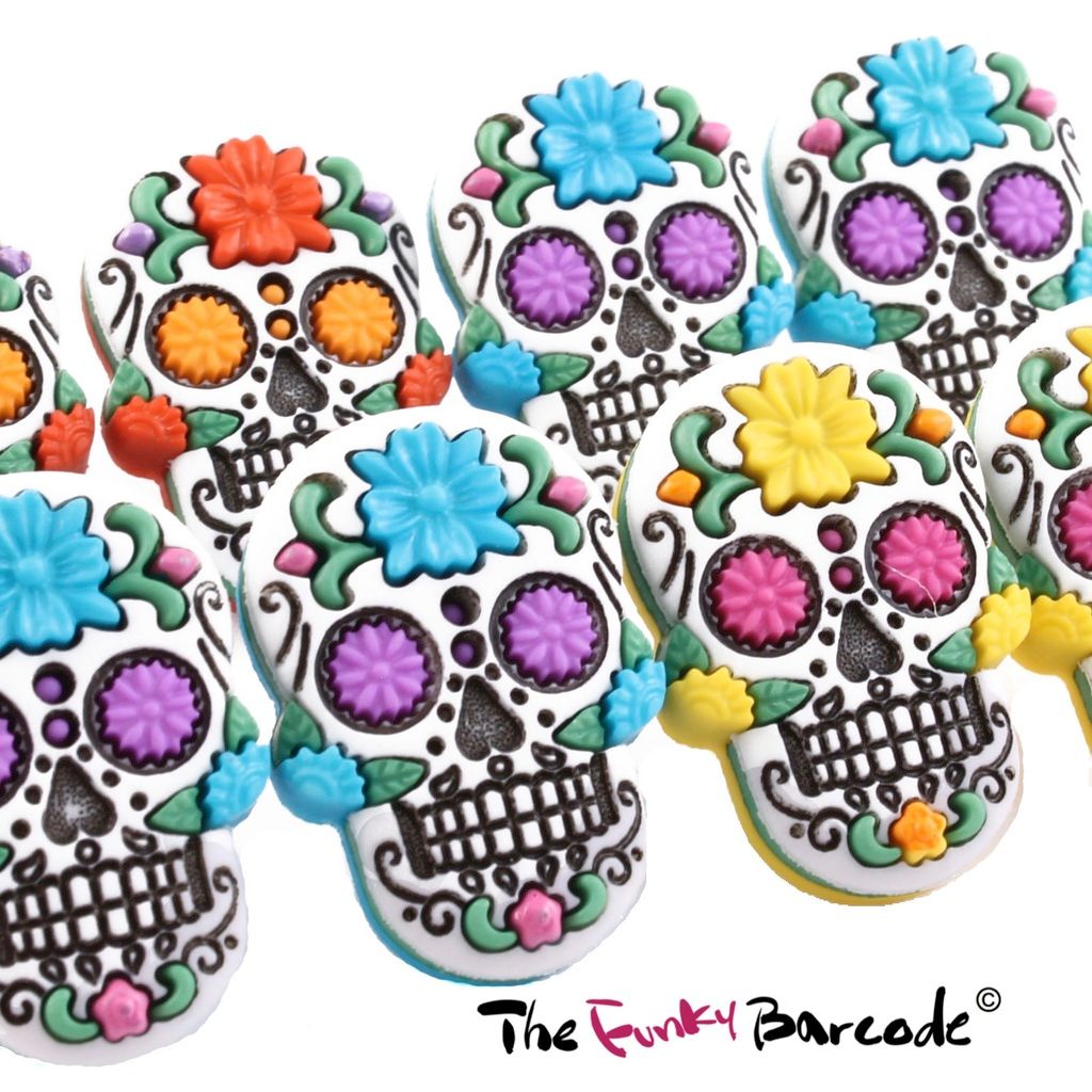 TFB SUGAR SKULL FLOWER KEYRING Charm Quirky Novelty Candy Gift Emo Punk DOTD
